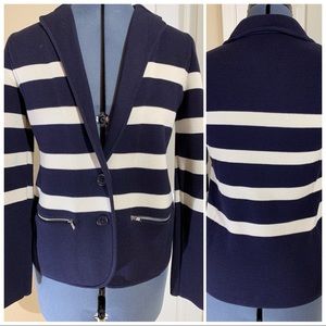 Talbots Women’s Knit Blue and Cream Striped Blazer